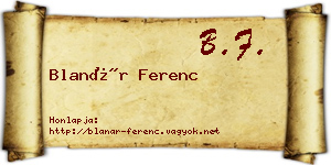 Blanár Ferenc névjegykártya